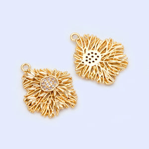10pcs Brass Micro Paved Filigree Charms Pendants, 21x17mm