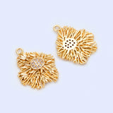 10pcs Brass Micro Paved Filigree Charms Pendants, 21x17mm