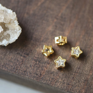 10pcs Brass Rhinestone Star Beads 7mm DIY Jewelry Making Accessories
