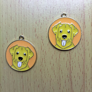 10pcs Golden Retriever Enamel Charms for Jewelry Making