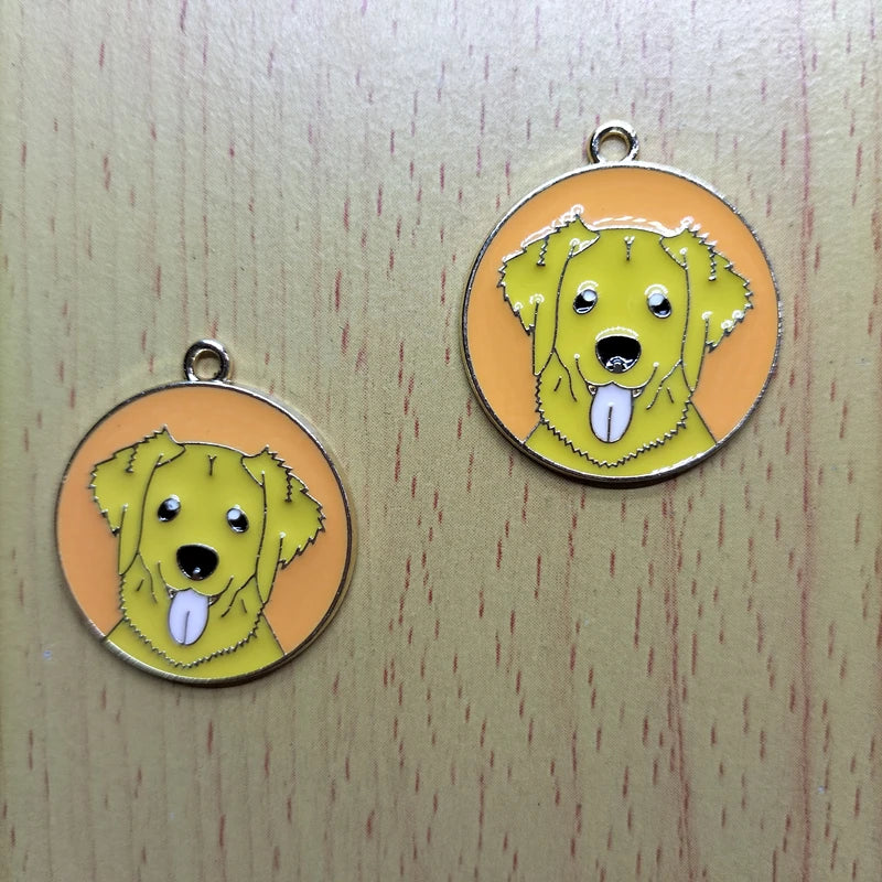 10pcs Golden Retriever Enamel Charms for Jewelry Making