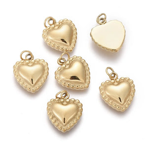 10pcs Golden Heart Charms for Women jewelry making DIY - Stainless Steel