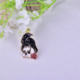 10pcs Gothic Moon Skull Crow Enamel Charms DIY Jewelry Earring Necklace