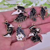 10pcs Gothic Moon Skull Crow Enamel Charms DIY Jewelry Earring Necklace