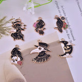 10pcs Gothic Moon Skull Crow Enamel Charms DIY Jewelry Earring Necklace