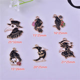 10pcs Gothic Moon Skull Crow Enamel Charms DIY Jewelry Earring Necklace