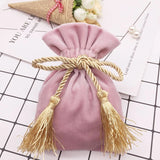 10pcs Gray Velvet Bags With Tassel 11x15cm Purple Red Pouches
