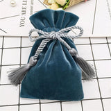 10pcs Gray Velvet Bags With Tassel 11x15cm Purple Red Pouches