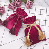 10pcs Gray Velvet Bags With Tassel 11x15cm Purple Red Pouches