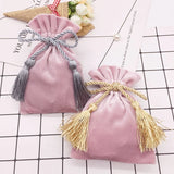 10pcs Gray Velvet Bags With Tassel 11x15cm Purple Red Pouches