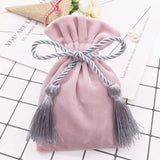 10pcs Gray Velvet Bags With Tassel 11x15cm Purple Red Pouches
