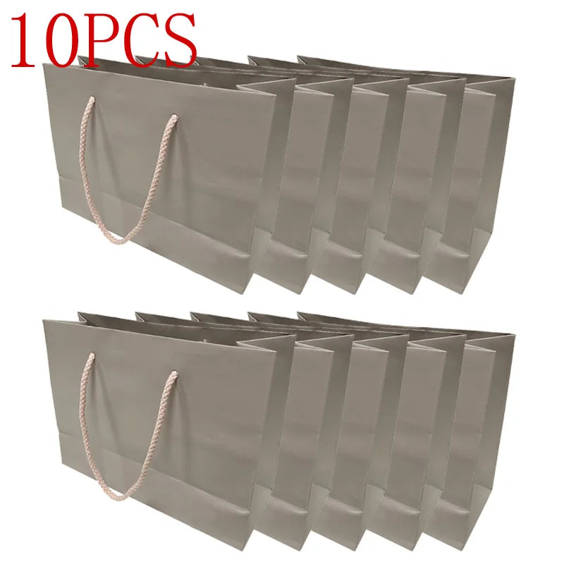 Gray Ribbon Paper Bag Handbag for Jewelry - 10pcs