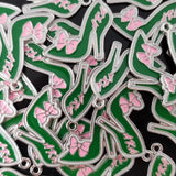 10pcs Greek Sorority Green High-Heeled Shoes Charm Pendant