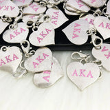 10pcs Greek Sorority Rotundity Logo Heart Charm Pendant
