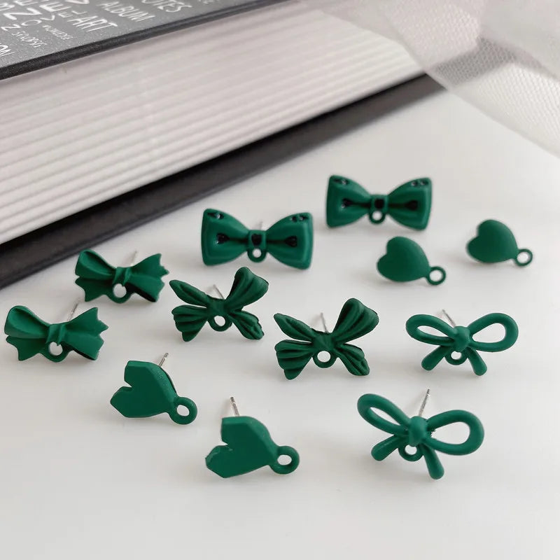 10pcs Green Christmas Earrings Base Butterfly Heart Shape Earrings Conenctors