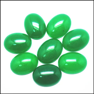 10pcs Green Jade Stone Cabochons for Bracelet Making 15x20mm Oval Shapes