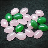 10pcs Green Jade Stone Cabochons for Bracelet Making 15x20mm Oval Shapes