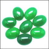 10pcs Green Jade Stone Cabochons for Bracelet Making 15x20mm Oval Shapes