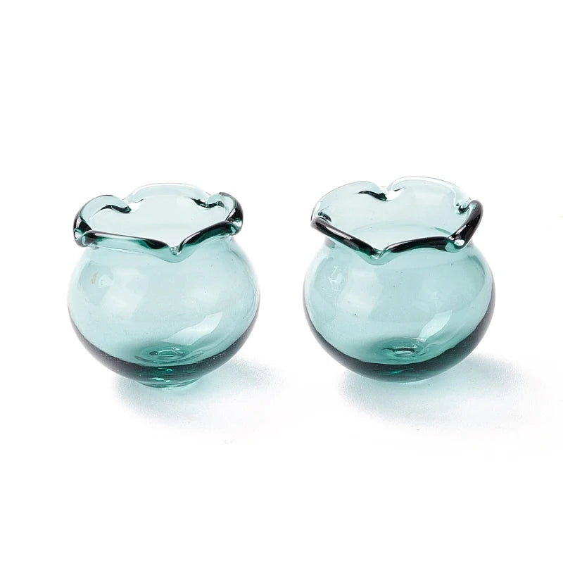 10pcs Handmade Blown Glass Flower Beads Campanula Flower for DIY Jewelry Making