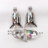 10pcs Halloween Ghost Pearl Cage Pendant Silver Plated Oil Diffuser Necklace