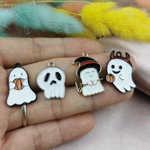 10pcs Halloween Pumpkin Ghost Charms Metal Earrings Pendants