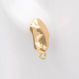 10pcs Hammered Irregular Ear Posts, 18K Plated Brass