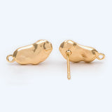 10pcs Hammered Irregular Ear Posts, 18K Plated Brass