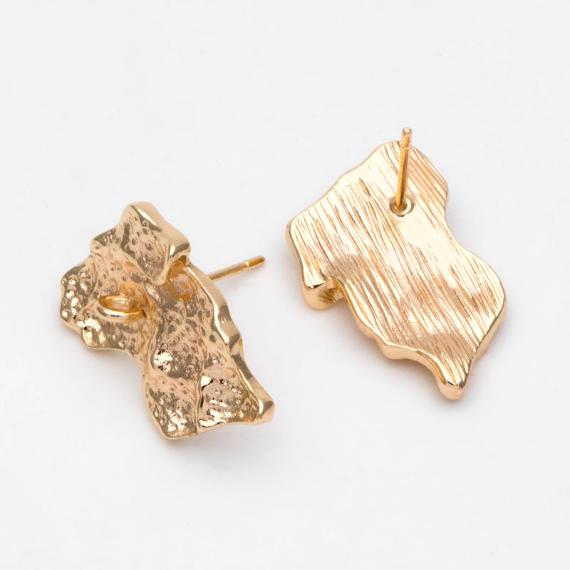 10pcs Irregular Gold Plated Ear Posts, Stud Earring Components