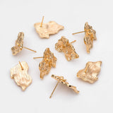 10pcs Irregular Gold Plated Ear Posts, Stud Earring Components