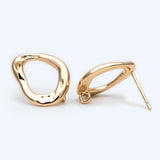10pcs Hammered Teardrop Ear Posts, 18K Plated Brass