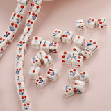 10pcs Hand Painted Cherry Square Ceramic Beads 8x8mm 10x10mm