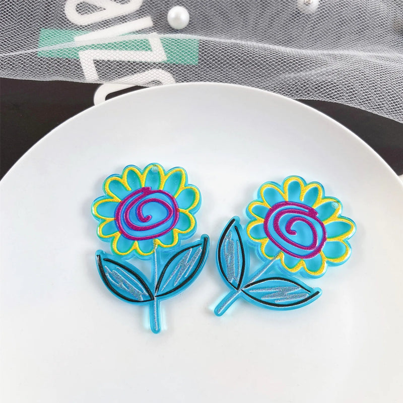 10pcs Colorful Flower Pendants for DIY Jewelry Making