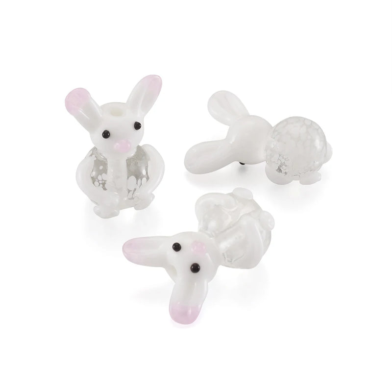 10pcs Bunny Glass Lampwork Beads for Necklace Bracelet DIY Jewelry Making