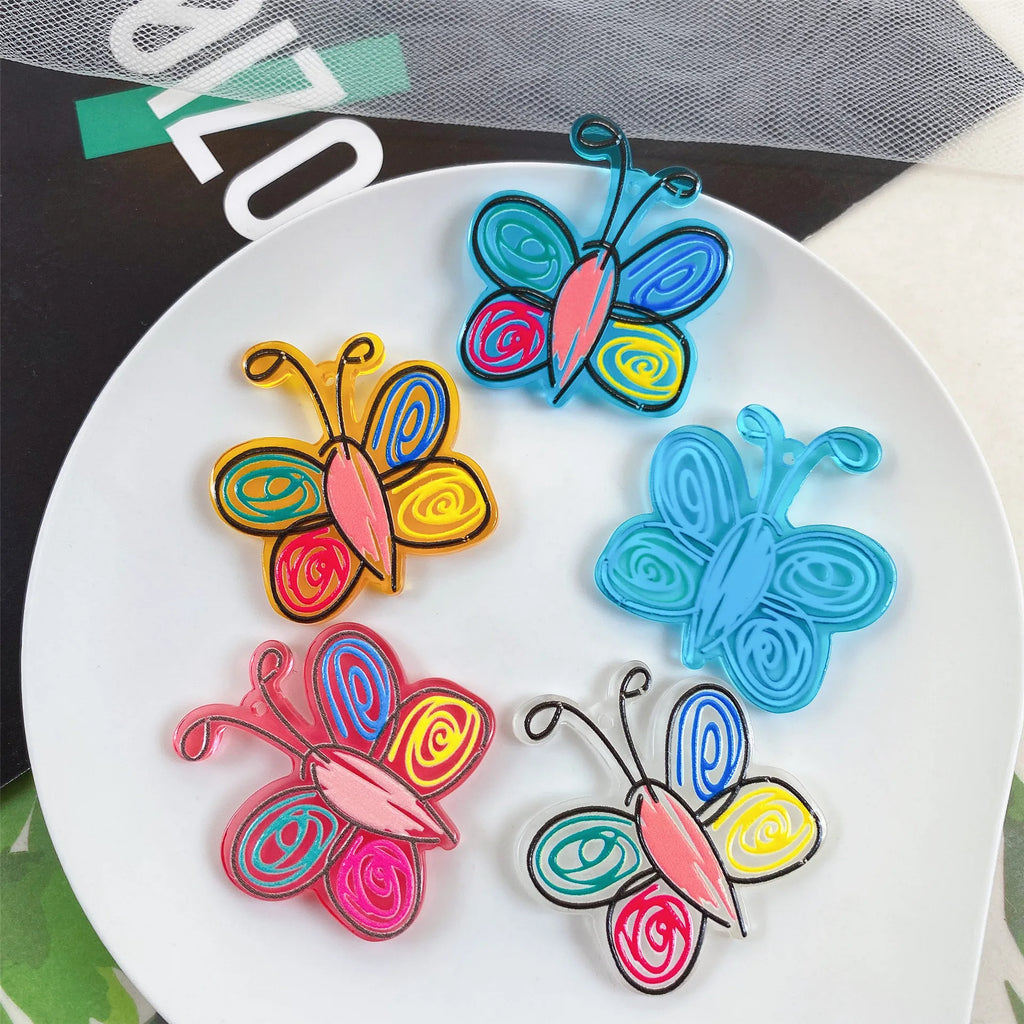 10pcs Butterfly Pendant Charms Acrylic for Diy Earrings Necklace