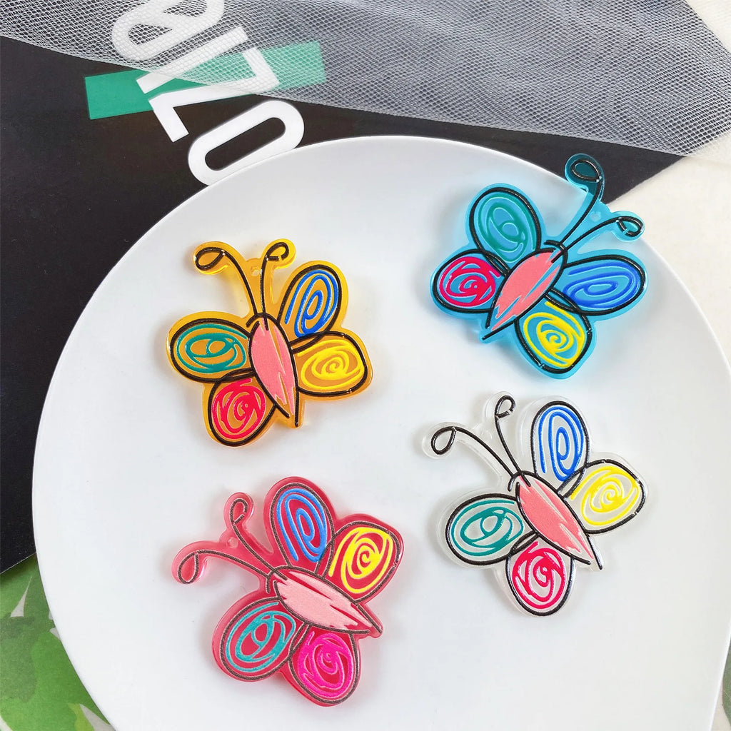 10pcs Butterfly Pendant Charms Acrylic for Diy Earrings Necklace