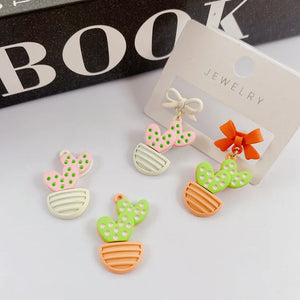 10pcs Cactus Pendant Base Alloy Charms for Jewelry Making