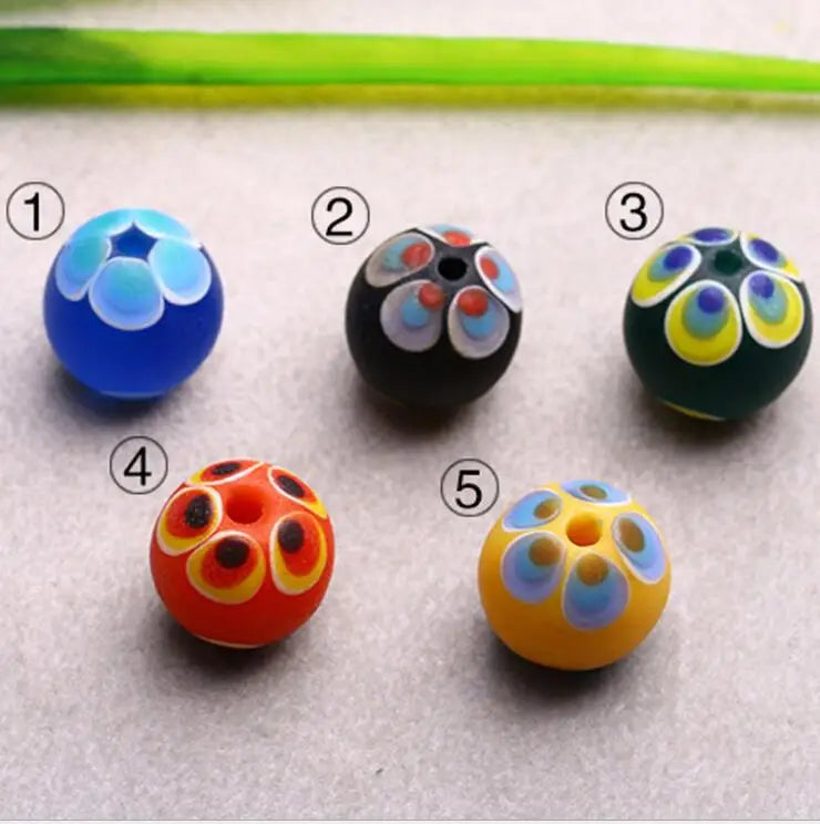 10pcs Colorful Peacock Patterns Lampwork Glass Beads for Jewelry Making