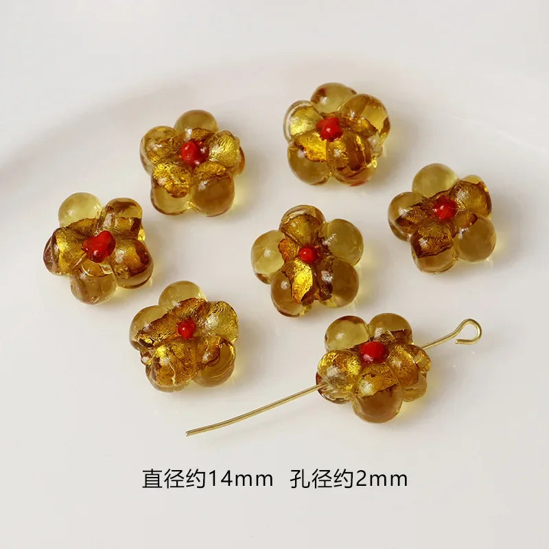 10pcs Colorful Flower Loose Beads for DIY Jewelry Making