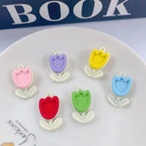 10pcs Flower Pendant Base Colorful Charms for Necklace Earrings