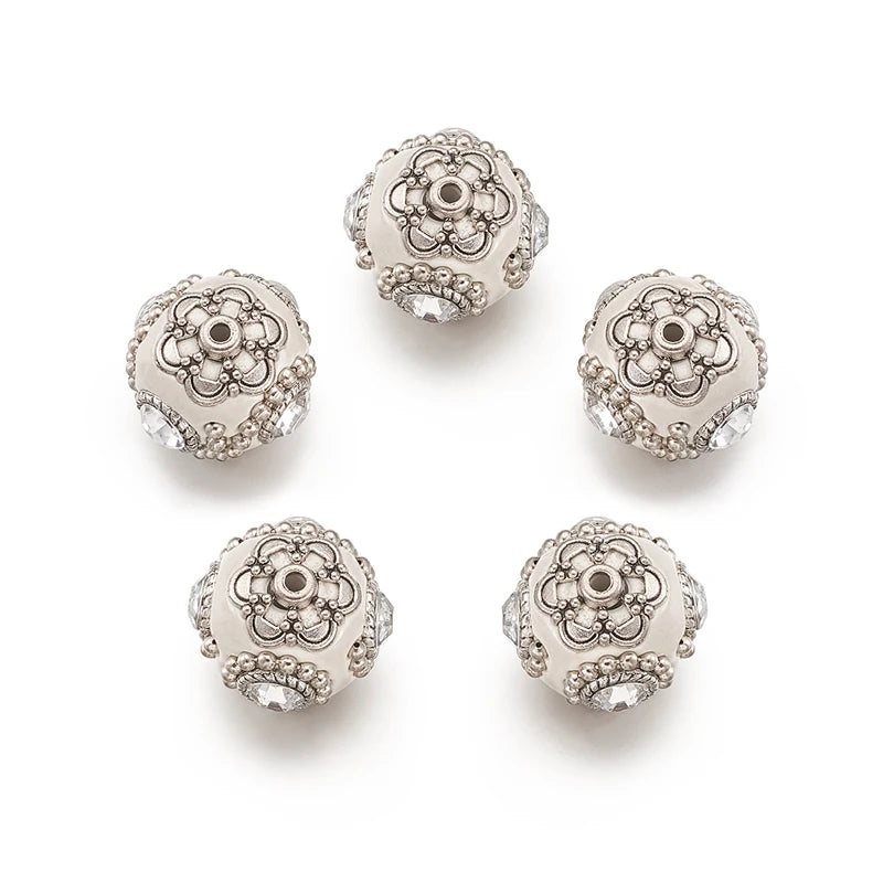 10pcs Polymer Clay Beads with Brass Core For DIY Jewelry Round Mixed 18-20mm