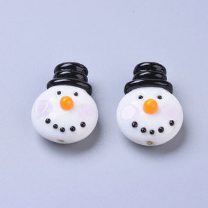 10pcs Glass Beads Christmas Snowman Spacer Beads for DIY Jewelry Making