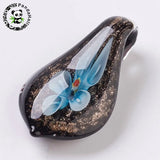 10pcs Flower Drop Glass Lampwork Charms for DIY Jewelry Making