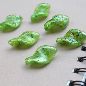 10pcs Lampwork Glass Beads Irregular Leaf Foil Charms Multi-color for DIY