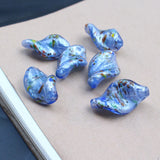 10pcs Lampwork Glass Beads Irregular Leaf Foil Charms Multi-color for DIY