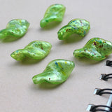 10pcs Lampwork Glass Beads Irregular Leaf Foil Charms Multi-color for DIY