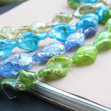10pcs Lampwork Glass Beads Irregular Leaf Foil Charms Multi-color for DIY