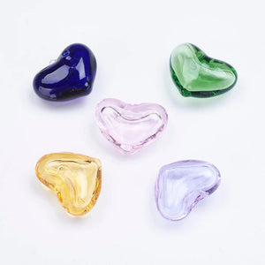 10pcs Lampwork Heart Beads for Perfume Bottle Pendants Crafts