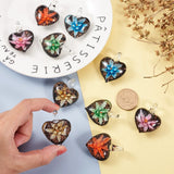 10pcs Lampwork Heart Pendants Inner Flower Pendant Mix for Necklace Making