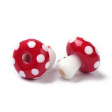 10pcs Lampwork Mushroom Beads for Jewelry Making DIY Crafts, 13x13mm