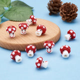 10pcs Lampwork Mushroom Beads for Jewelry Making DIY Crafts, 13x13mm